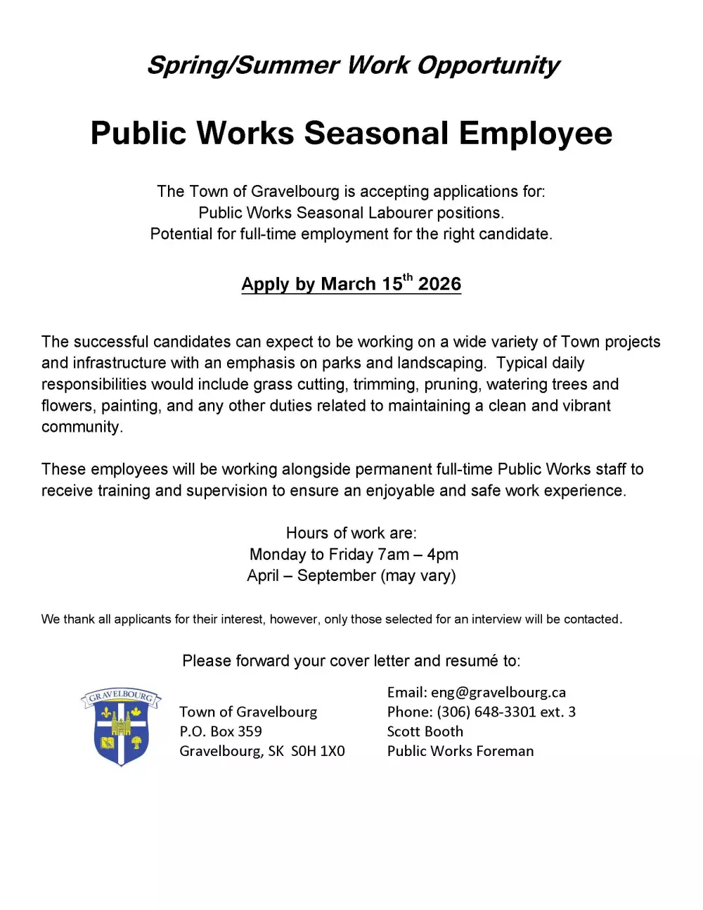 Public Works Seasonal Employee